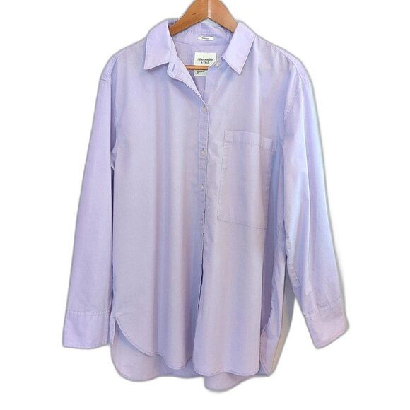 Abercrombie & Fitch | Oversized Poplin Shirt in Lavender | Size Large - Picture 4 of 13
